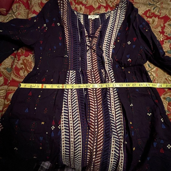 Umgee Westen Bohemian Navy Multi Patterns lace up bodice size large - Picture 11 of 11